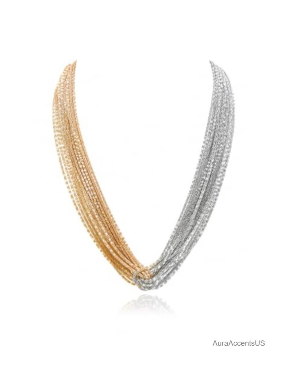Two-Tone Mesh Choker Necklace Women Adjustable Statement Jewelry